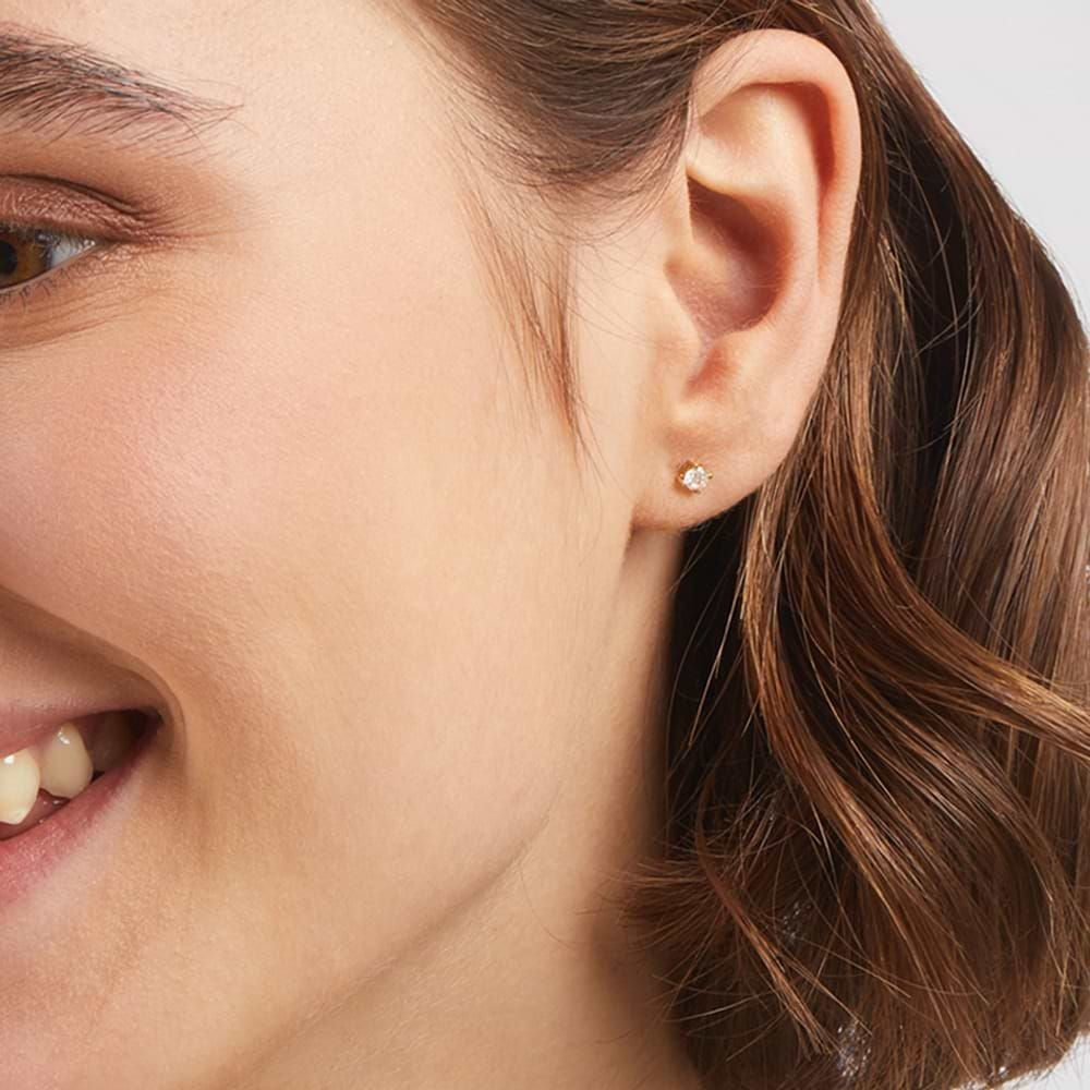 Cercei Punto Luce din argint 925 rodiat auriu cu diamant CZ Cercei Lasardo Gioielli