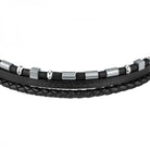 Bratara barbateasca Sector din piele, lemn si otel inoxidabil Bratara Lasardo Gioielli