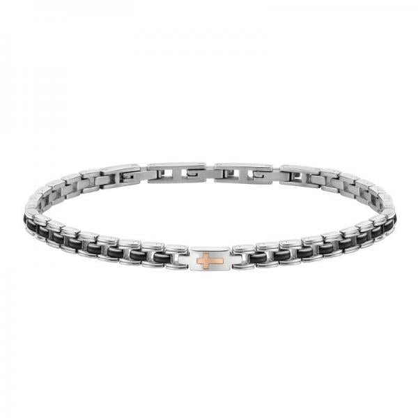 Bratara barbateasca Morellato cu cruce din aur roz 750 Bratara Lasardo Gioielli