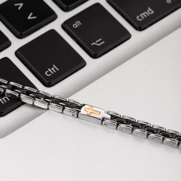 Bratara barbateasca Morellato cu cruce din aur roz 750 Bratara Lasardo Gioielli