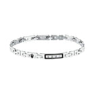Brățară bărbătească Maserati Diamonds din oțel inoxidabil, argintiu și negru, cu 4 diamante, lungime reglabilă, fabricată în Italia