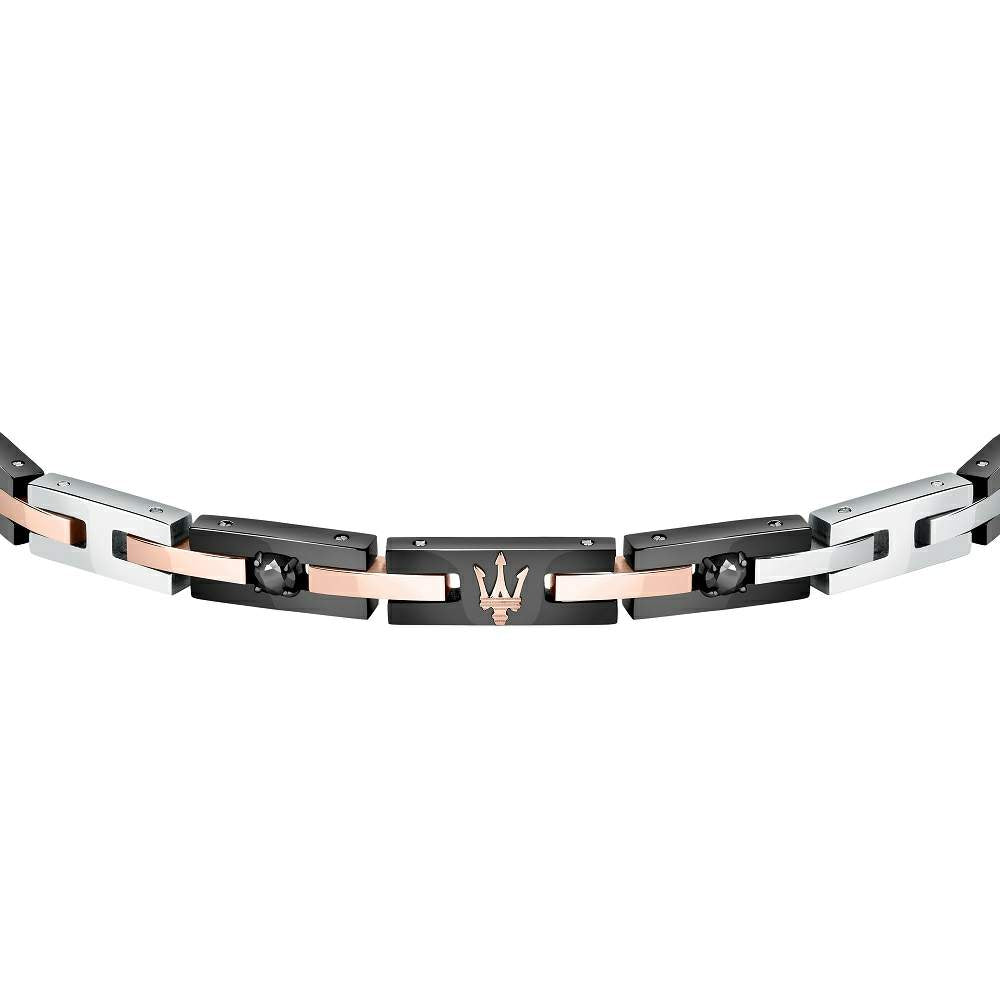 bratara barbateasca maserati cu elemente negre si rose gold diamante cz negre