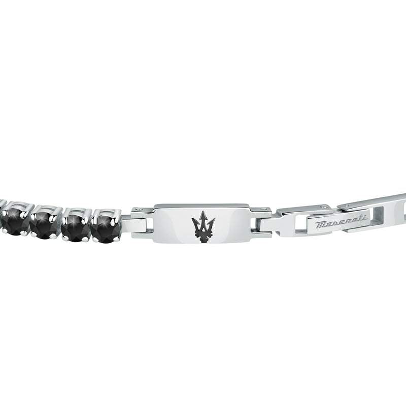 Brățară Maserati pentru bărbați – vedere laterală, detaliu montură diamante CZ negre