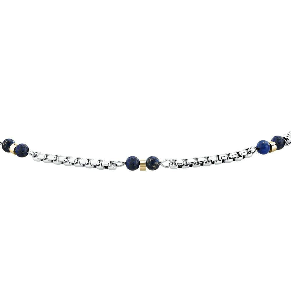 Detaliu bratara barbati Morellato cu lapis lazuli si elemente argintii