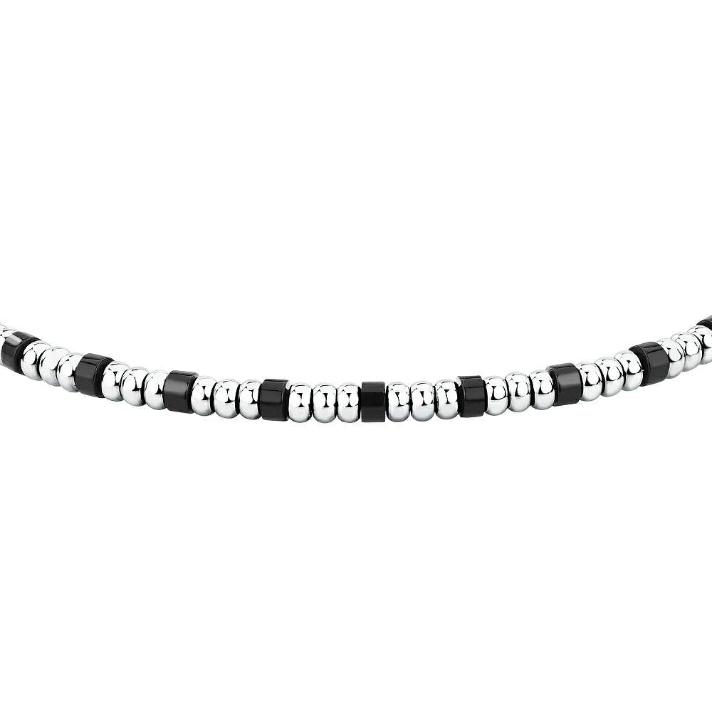 Brățară argintie cu piatră naturală agat negru – stil masculin