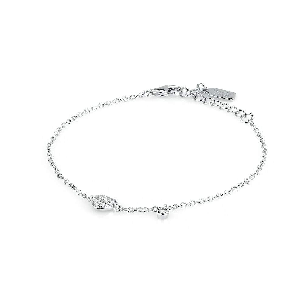 bratara argint rodiat 925 La petite story cu inima in diamante cz montate pave vedere laterala