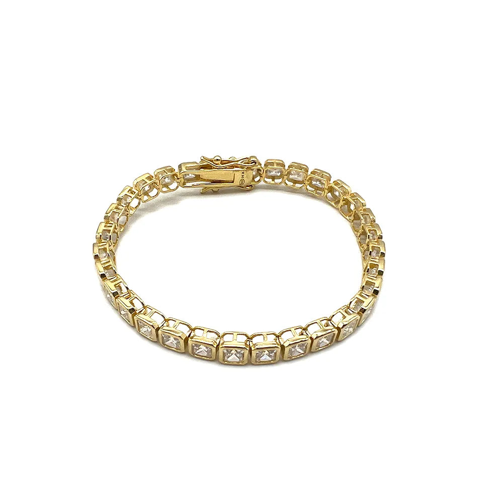 bratara tennis aurie diamante cz albe