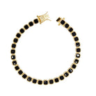 bratara tennis argint rodiat auriu cu diamante cz negre cushion cut