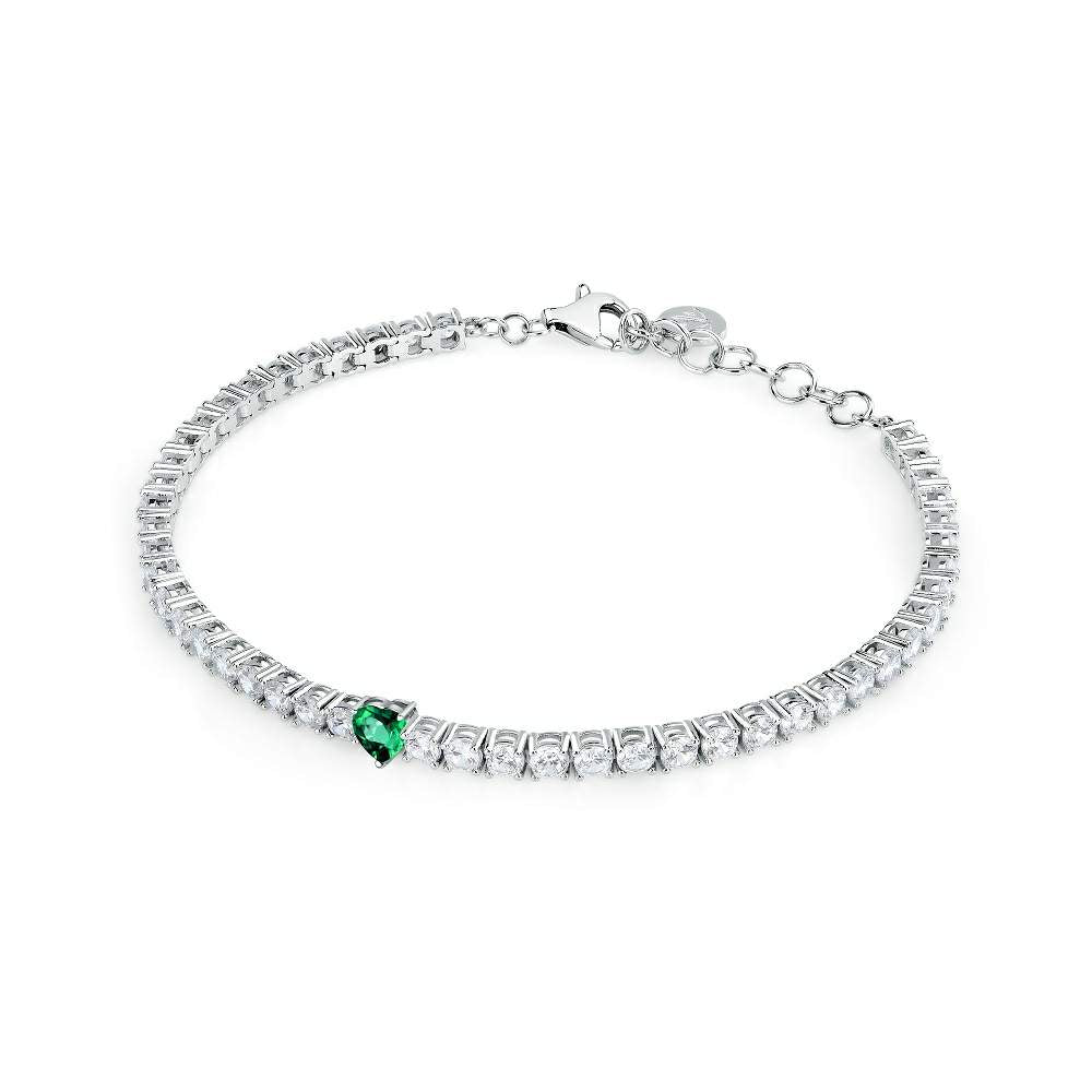bratara tennis argint morellato inima verde smarald cz