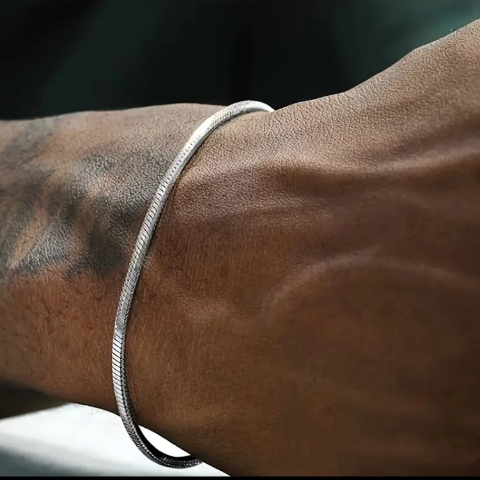 Bratara barbateasca minimalista Steel Core din otel inoxidabil 316L hipoalergenic, 20 cm Bratara Lasardo Gioielli