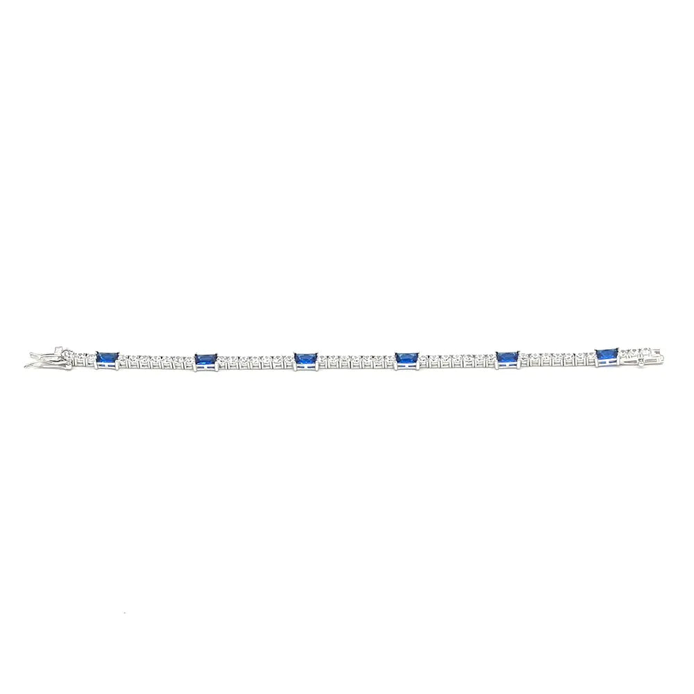 Bratara Tennis din Argint 925 Rodiat 0.3 cm cu Safire si Diamante CZ Albe Bratara Lasardo Gioielli