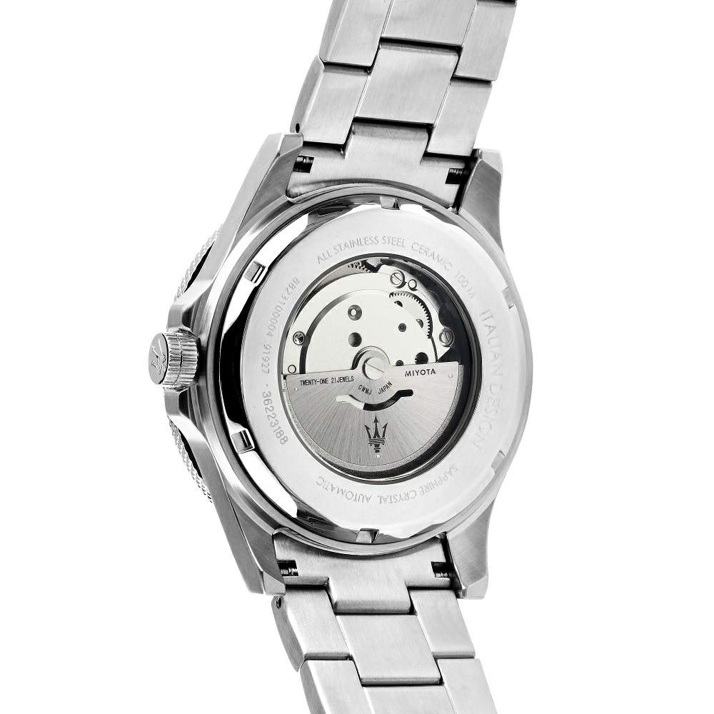 Ceas Barbatesc Maserati Competizione Automatic Curea Metalica Argintie si Cadran Negru Ceas Lasardo Gioielli