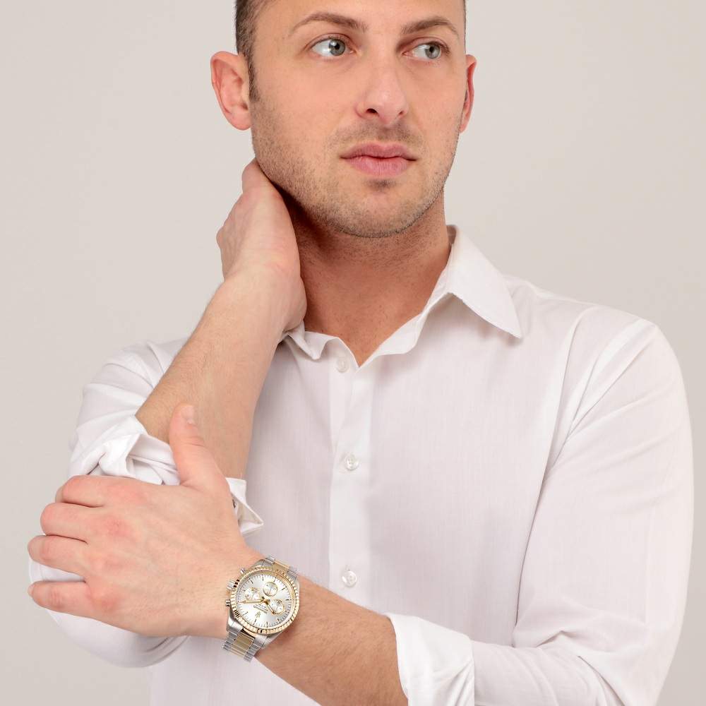 Ceas Barbatesc Maserati Competizione Multifunction Argintiu cu elemente Aurii Ceas Lasardo Gioielli