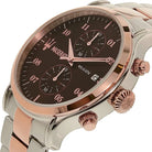 Ceas barbatesc Maserati colectia Epoca curea metalica argintie si rose gold si cadran maro Ceas Lasardo Gioielli