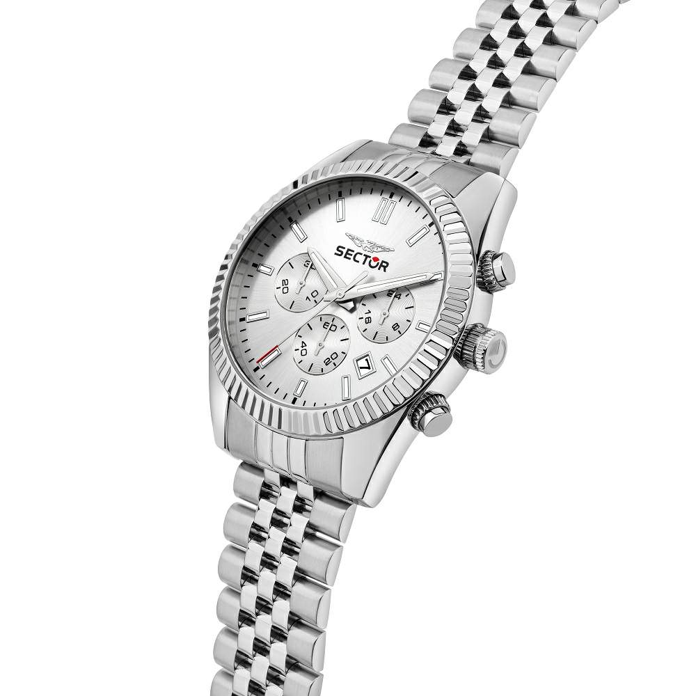 Ceas Barbatesc Sector 240 Chronograph Curea Metalica Argintie Cadran Argintiu Ceas Lasardo Gioielli