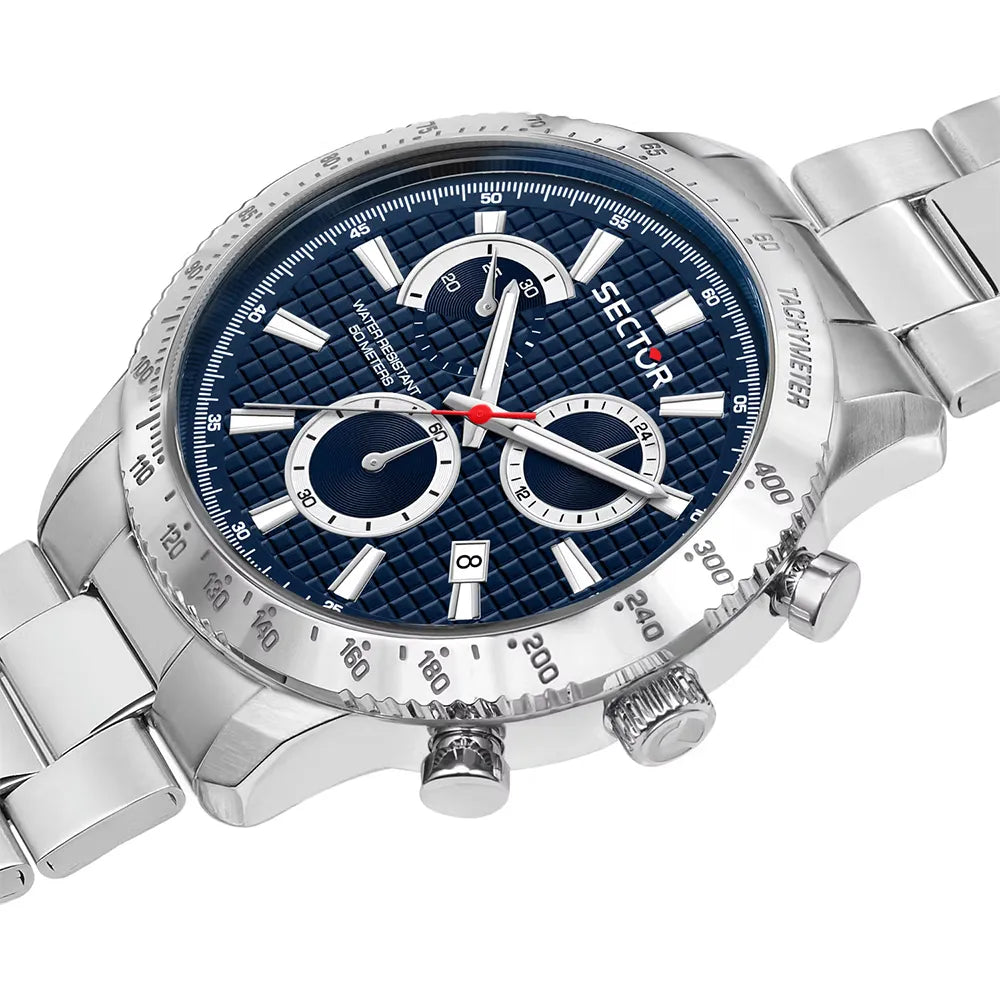 Ceas Barbati Sector 270 Curea Argintie si Cadran Albastru Ceas Lasardo Gioielli