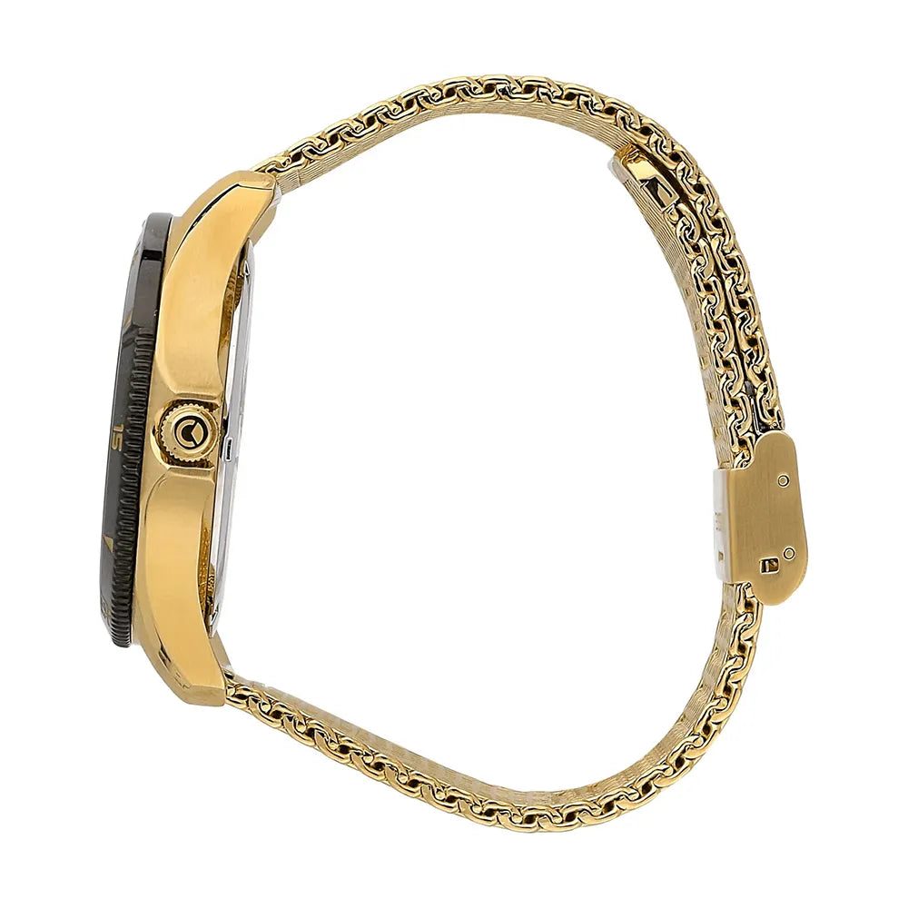 Ceas Barbatesc Sector 650 Curea Aurie Mesh si Cadran Negru Ceas Lasardo Gioielli