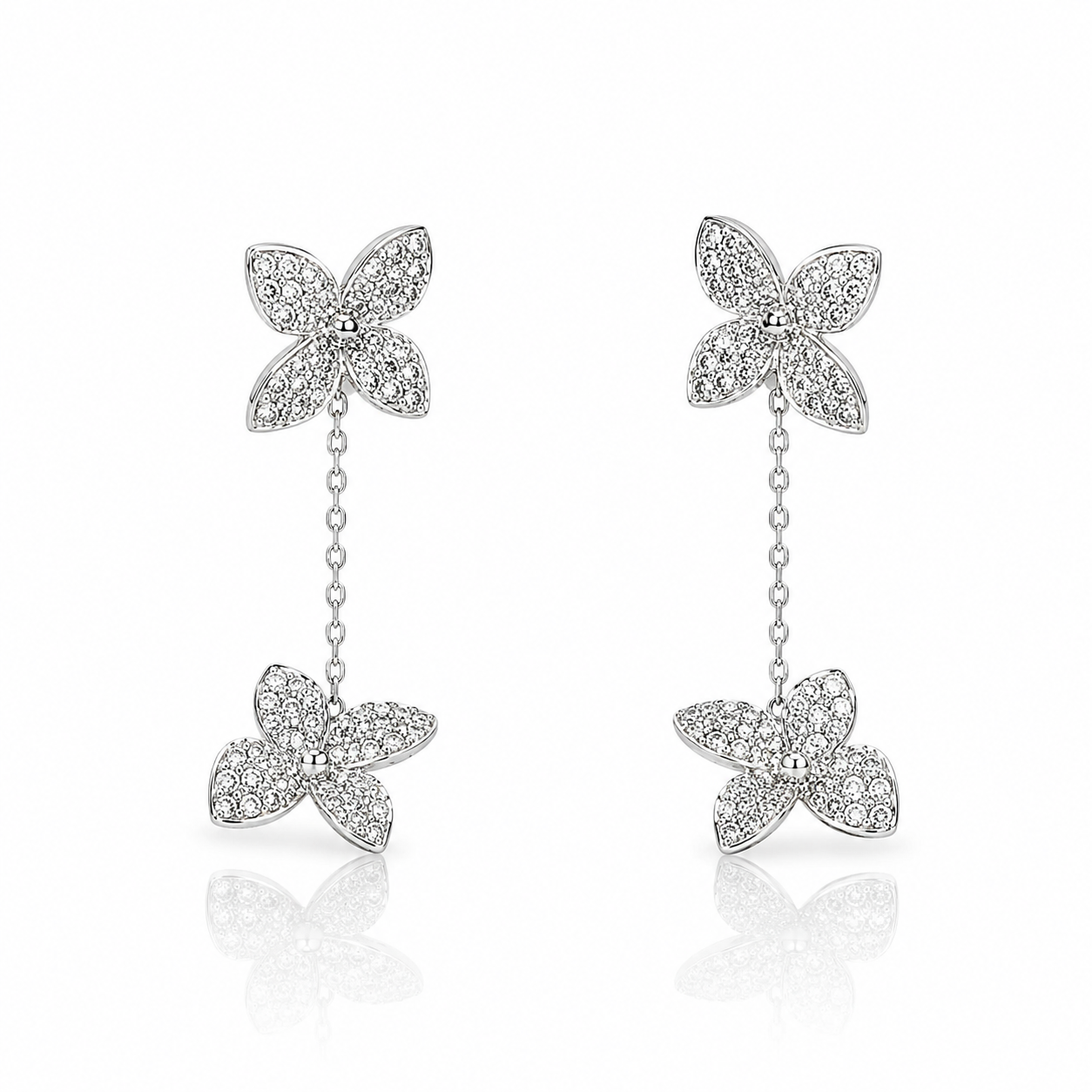 Cercei Floral Grace din Argint 925 cu Diamante CZ Micropave Cercei Lasardo Gioielli