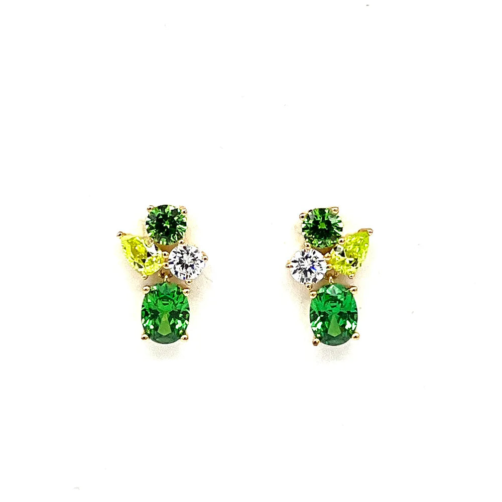 cercei argint cu diamante cz si peridot