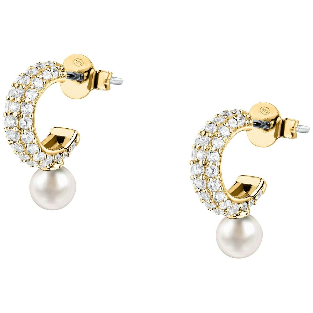 Cercei Morellato SXU53 din argint 925 rodiat auriu cu perla de cultura 0,5 cm si diamante CZ albe