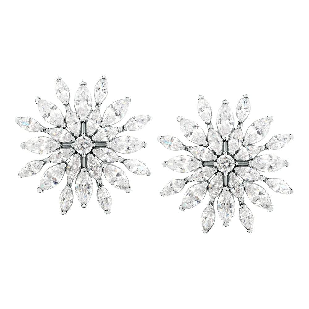 Pereche de cercei de dama Morellato Riflessi din argint 925 sub forma de floare tridimensionala cu pavaj din cristale cz marquise.