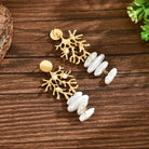 Cercei Aurii "Golden Coral" cu Perle