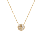 colier din argint 925 rodiat auriu cu pandantiv rotund disc incrustat in diamante CZ