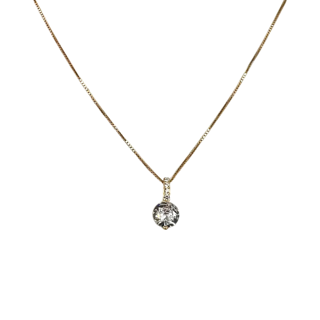 Colier argint 925 rodiat auriu punto luce cu diamant cz 6 mm