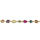 detaliu colier din argint auriu cu pietre in forme diferite ametist, peridot, spinel si topaz