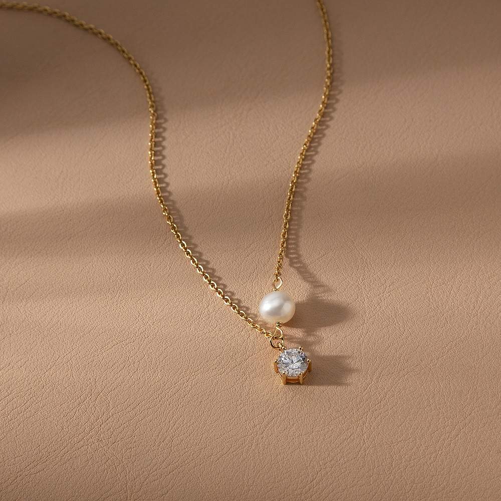 colier dama morellato auriu cu perla si diamant cz