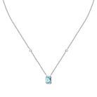 colier din argint 925 rodiat brand morellato cu pandantiv acvamarin si halo de diamante cz