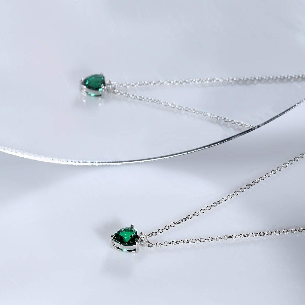 colier argint cu inima smarald si diamant cz morellato