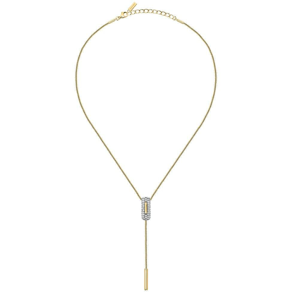 imagine de ansamblu Colier dama Trussardi Concept auriu din otel inoxidabil 316L cu cristale albe