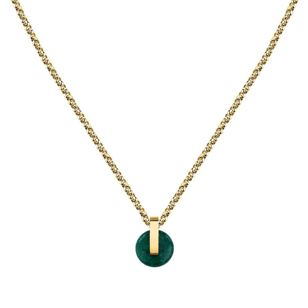 colier auriu trussardi cu agat verde