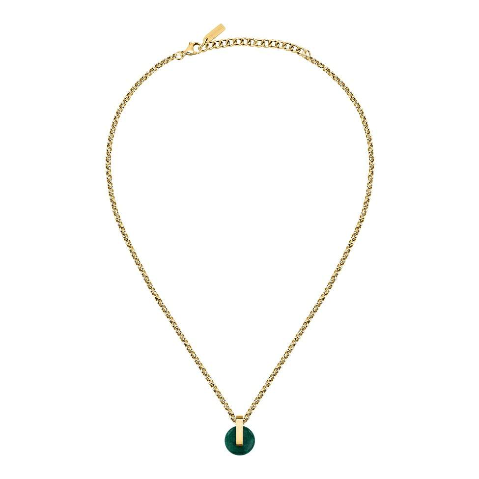 colier auriu trussardi cu agat verde