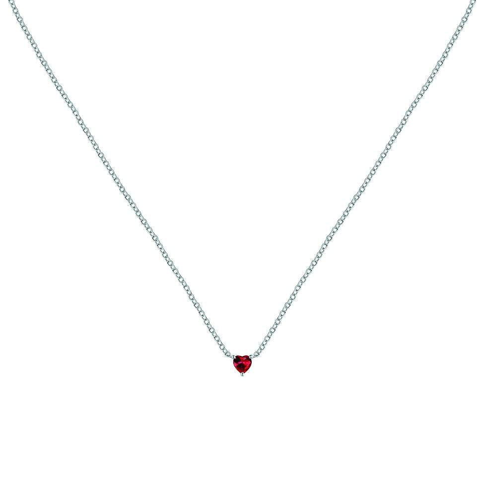 colier din argint 925 rodiat cu inima rosie rubin cz brand La petite story