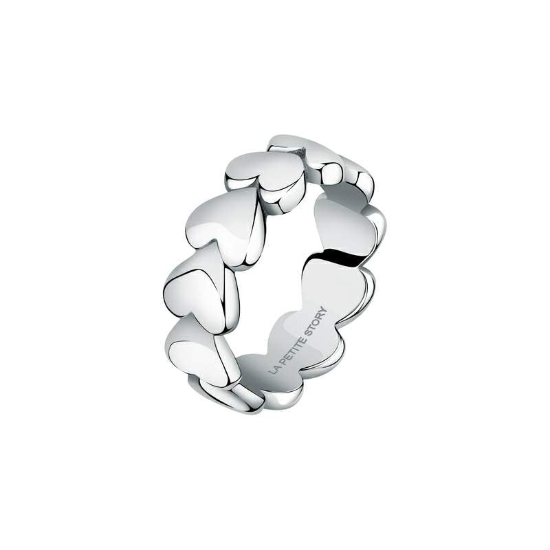 inel argintiu cu inimi