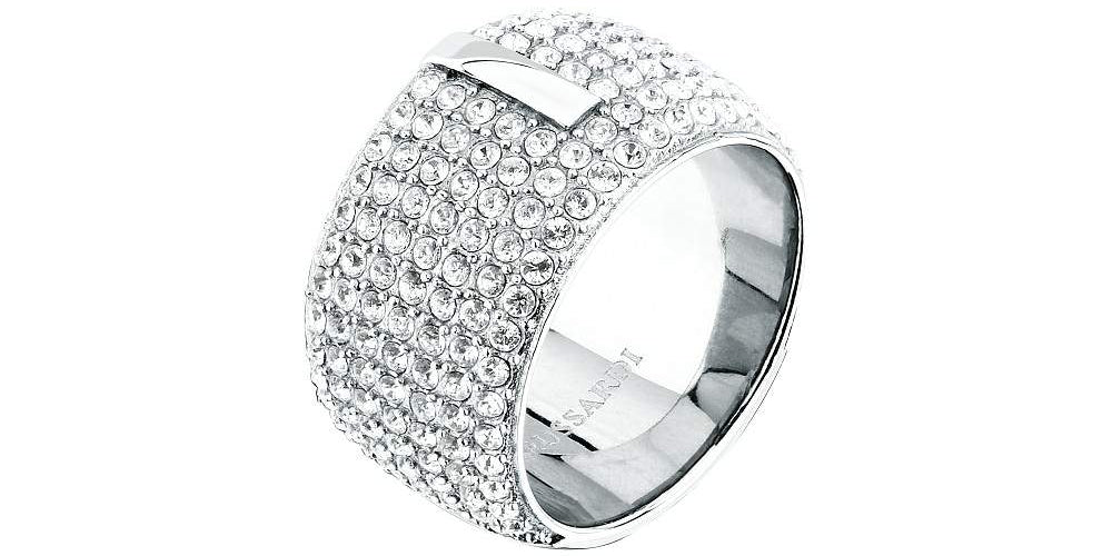 inel dama trussardi argintiu lat diamante cz