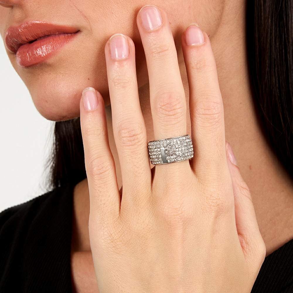 inel dama trussardi argintiu lat diamante cz