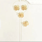 set cercei colier inel floare aurie cu perla