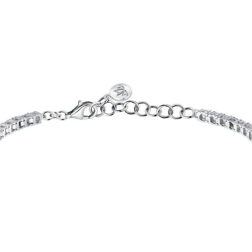 inchizatoare lobster cu prelungire 3 cm pentru bratara de dama tip tennis Morellato Tesori din argint 925 rodiat decorata cu diamante cz albe si roz alternante si inchidere lobster.