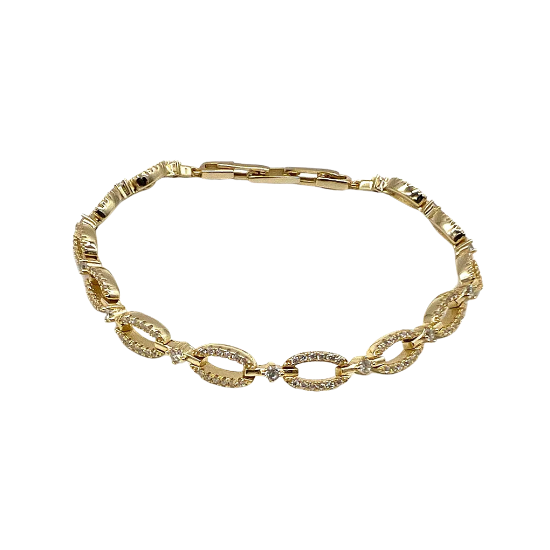 bratara argint auriu diamante cz albe