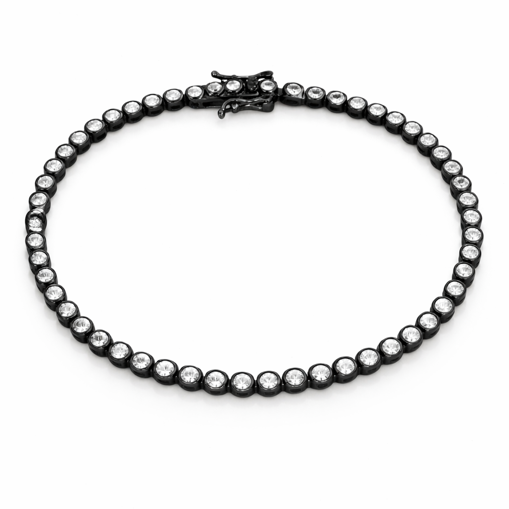 bratara tennis din argint 925 rodiat negru cu diamante cz albe 3 mm