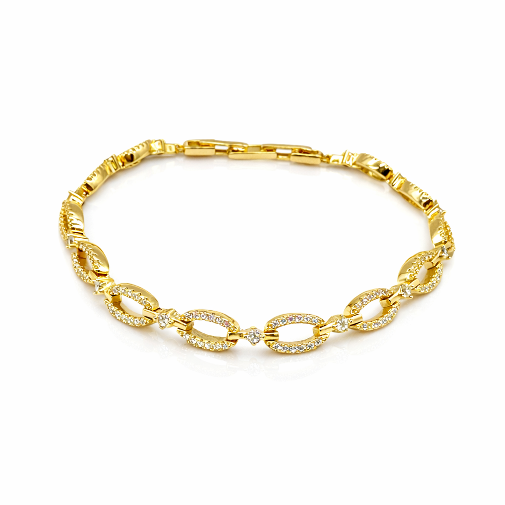 bratara argint auriu zale diamante cz albe