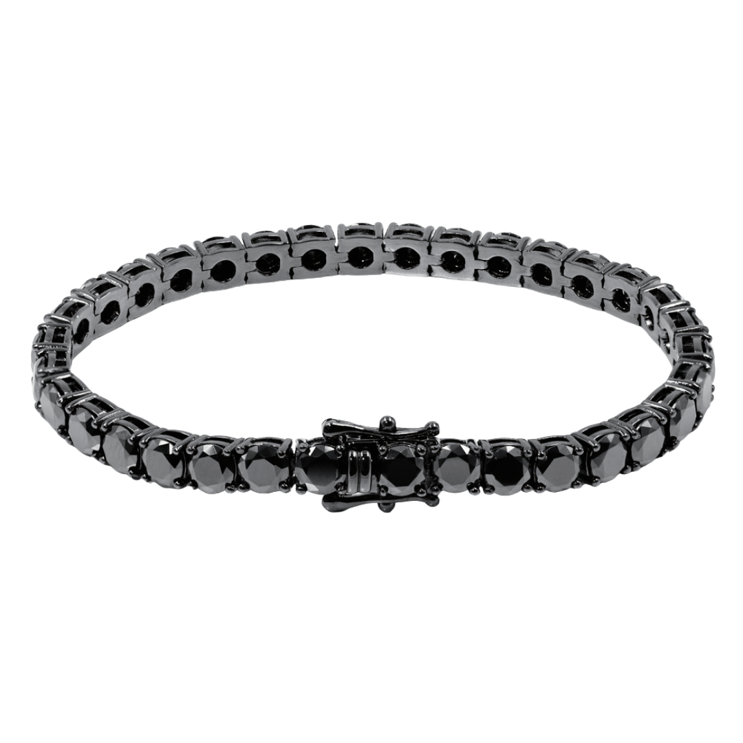 Bratara tennis argint 925 rodiat negru cu diamante cz negre 6mm, 19 cm lungime