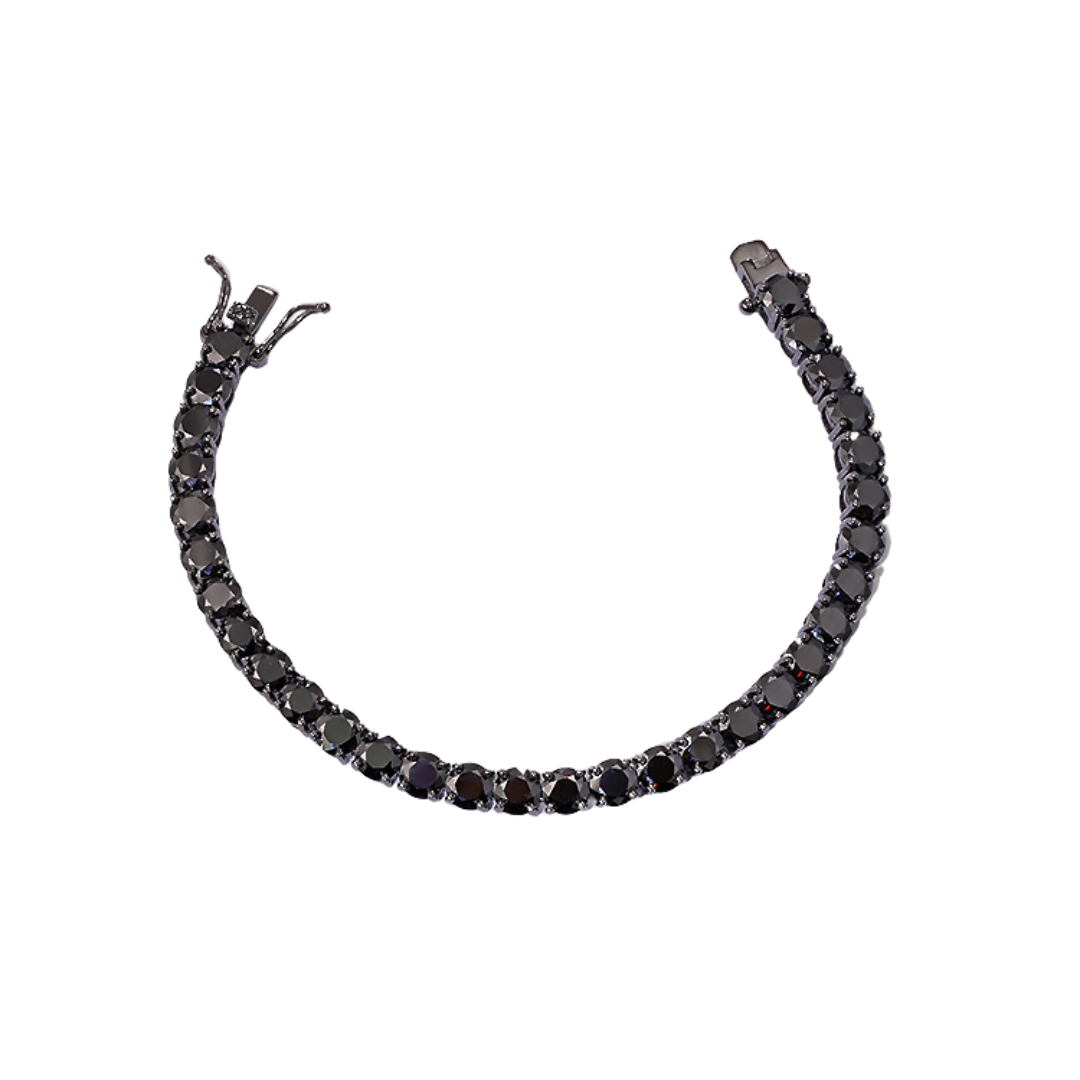 Bratara tennis argint 925 rodiat negru cu diamante cz negre 6mm, 19 cm lungime inchizatoarecu clapite de siguranta