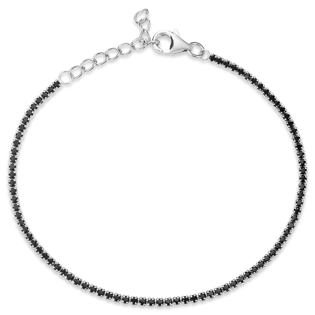 bratara tennis din argint 925 rodiat cu diamante cz negre de 1,5 mm
