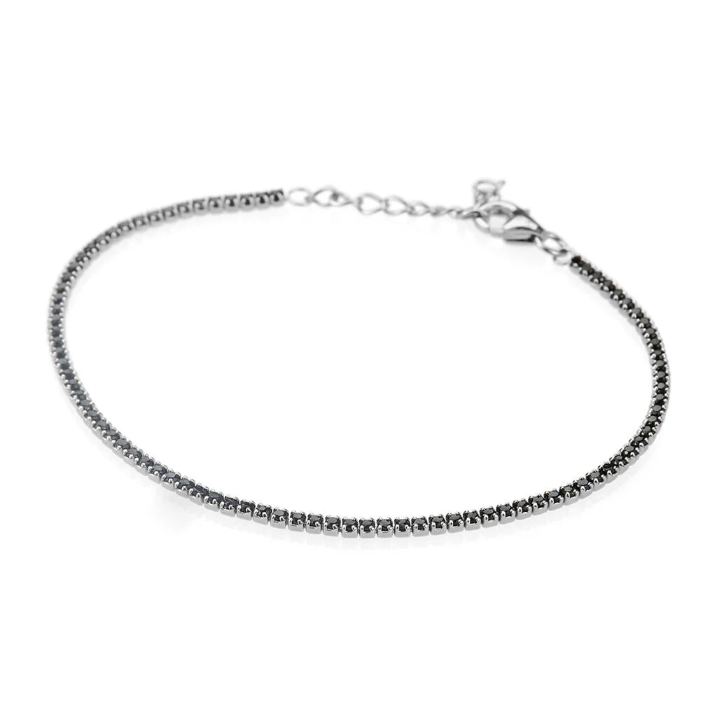 inchidere cu prelungire pentru bratara tennis din argint 925 rodiat cu diamante cz negre de 1,5 mm