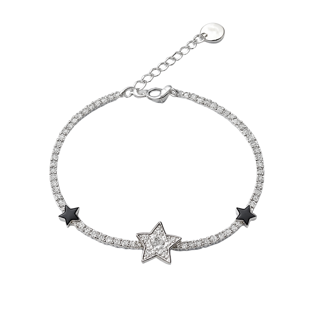 bratara tennis think positive cu stele diamante cz albe