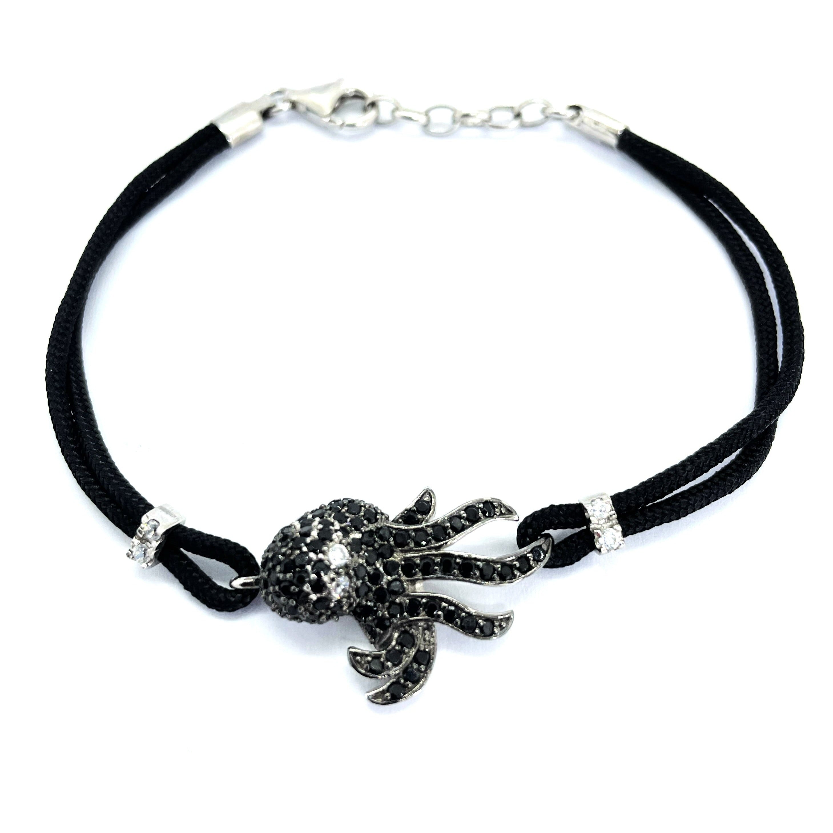 Bratara argint 925 rodiat cu caracatita in diamante cz albastre montate micropave Bratara Lasardo Gioielli